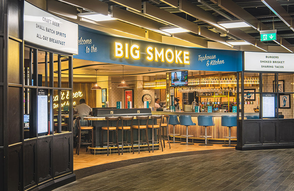 The bar and open frontage at Big Smoke Taphouse & Kitchen
